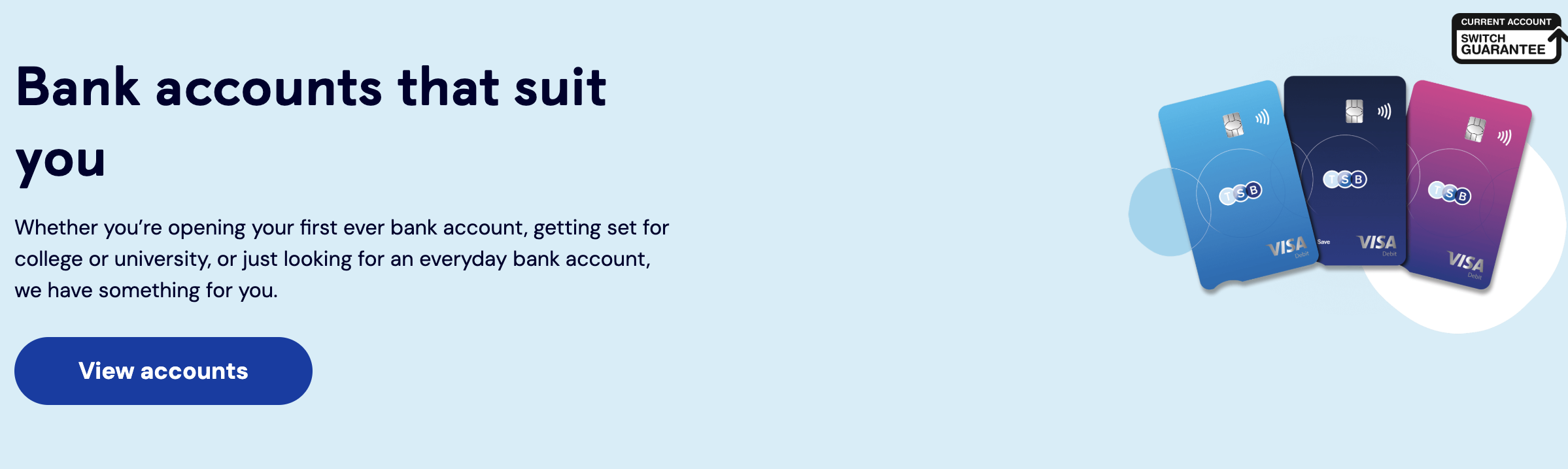 Screenshot of TSB Bank current account page